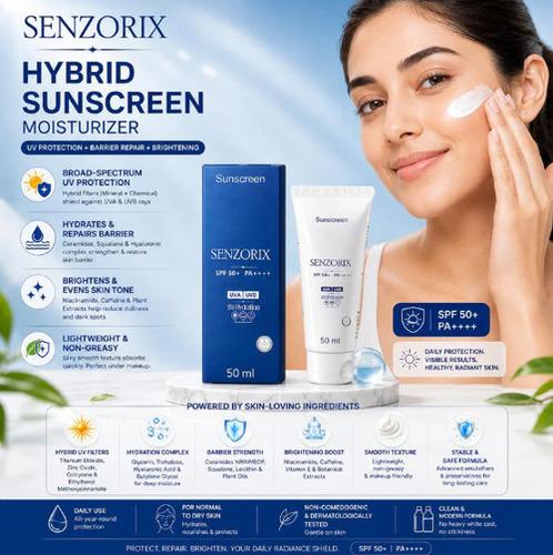 Senzorix Hybride Sunscreen SPF 50 PA++++ Moisturising Sunscreen SPF 50+ PA++++ with 11 Actives	