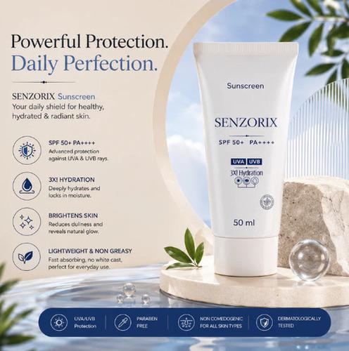 Senzorix Hybride Sunscreen SPF 50 PA++++ Moisturising Sunscreen SPF 50+ PA++++ with 11 Actives	