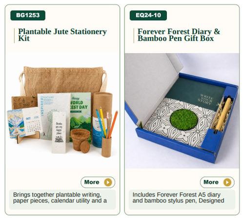 Plantable Jute Stationery Kit/ Forever Forest Diary & Bamboo Pen Gift Box