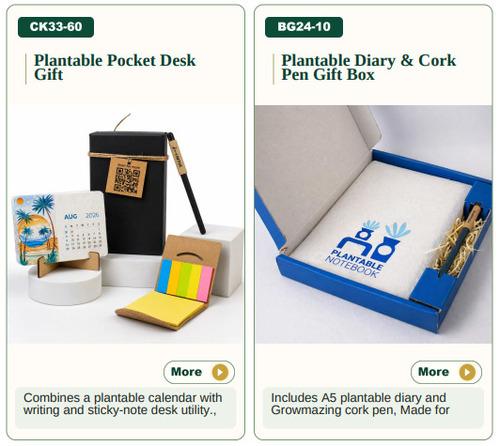Plantable Pocket Desk Gift/ Plantable Diary & Cork Pen Gift Box