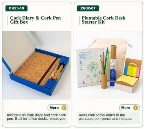 Cork Diary & Cork Pen Gift Box/ Plantable Cork Desk Starter Kit