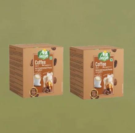 Inesh Coffee 2 in 1 Hot & Cold Instant Premix 10 Pouches in a Box Total 20 Pouches Set of 2