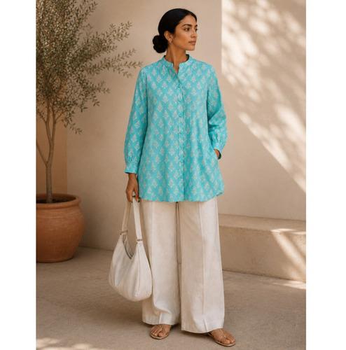 Firozi Cotton A Line Shirt