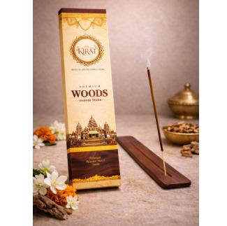 KIRAT Woods Incense Sticks - 40 Sticks + Wooden holder
