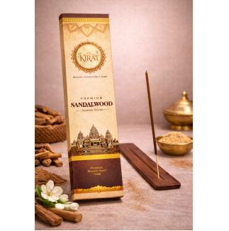 KIRAT Sandalwood Incense Sticks - 40 Sticks + Wooden holder