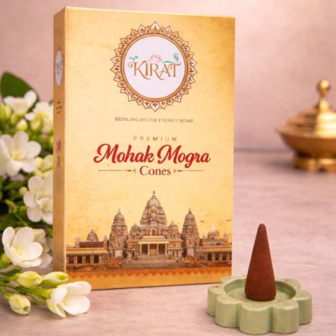 KIRAT Mohak Mogra Incense Cones (40 Cones + Premium Holder)