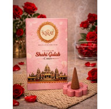 KIRAT Shahi Gulab Incense Cones (40 Cones + Premium Holder)