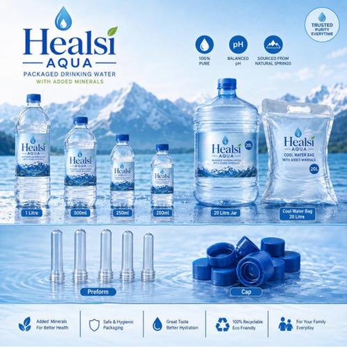 Packaged Drinking Water (200 ml, 250 ml, 500 ml, 1 Ltr, 20Ltr), COOL WATER BAG, PREFORM, CAPS