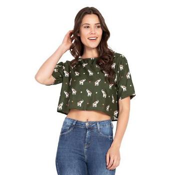 Bohemian Elephant Printed Crop Top
