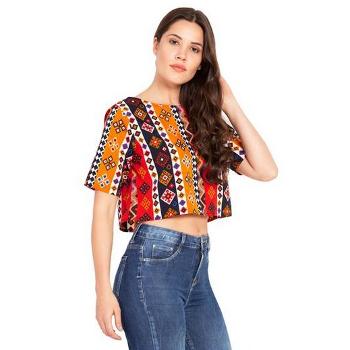 Bohemian Multi-Coloured Printed Crop Top