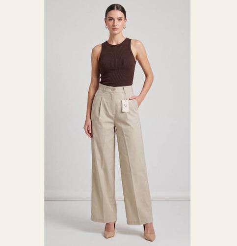 Cream High Waist Wide Leg Pants