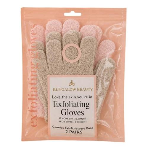 Exfoliating Gloves for Body (2 Pairs) - Pink & Brown