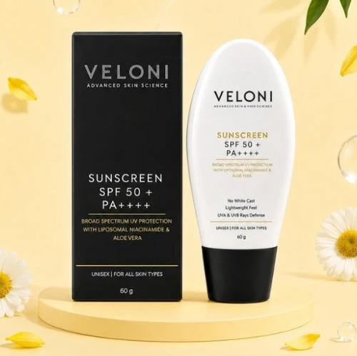Veloni Sunscreen SPF 50 PA++++ | Broad Spectrum UVA & UVB Protection