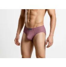 Mauve Cotton Spandex Regular Fit Brief For Men