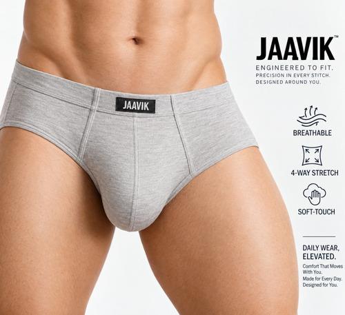 Cloudy Grey Cotton Spandex Regular Fit Brief For Men