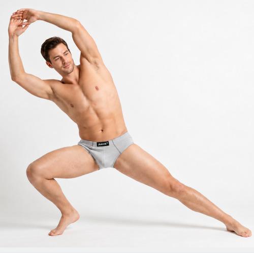 Cloudy Grey Cotton Spandex Regular Fit Brief For Men