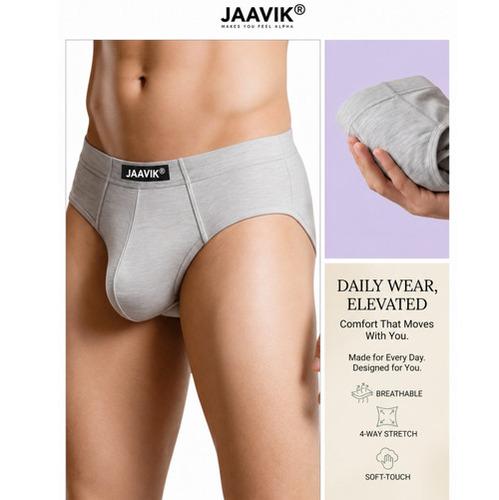 Cloudy Grey Cotton Spandex Regular Fit Brief For Men