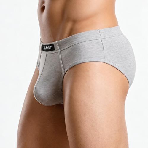 Cloudy Grey Cotton Spandex Regular Fit Brief For Men