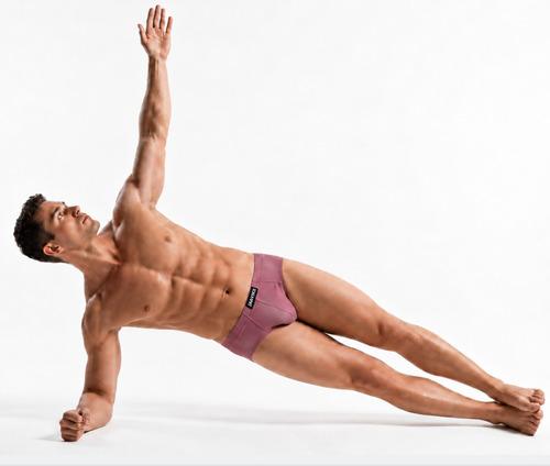 Mauve Cotton Spandex Regular Fit Brief For Men