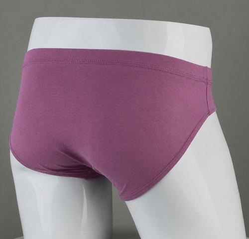 Mauve Cotton Spandex Regular Fit Brief For Men