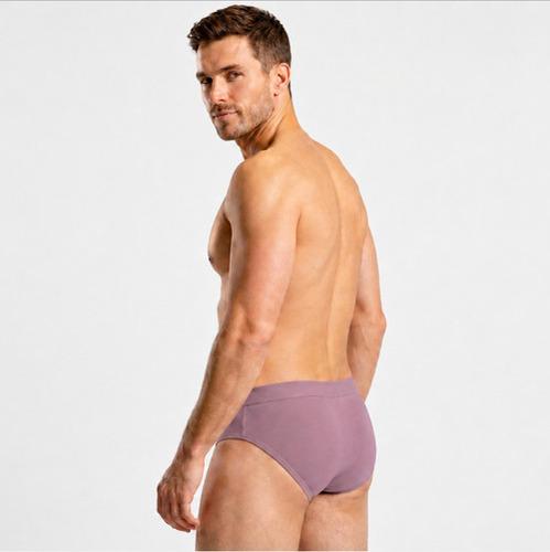 Mauve Cotton Spandex Regular Fit Brief For Men