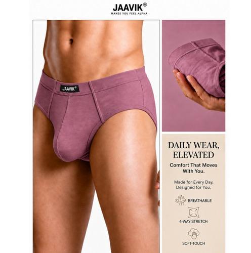 Mauve Cotton Spandex Regular Fit Brief For Men