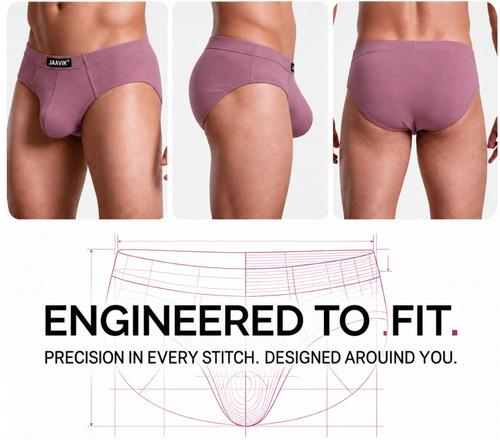 Mauve Cotton Spandex Regular Fit Brief For Men
