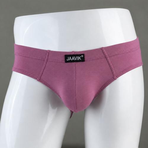 Mauve Cotton Spandex Regular Fit Brief For Men