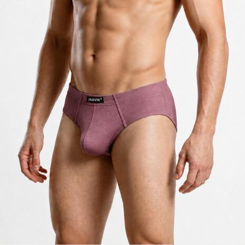 Mauve Cotton Spandex Regular Fit Brief For Men