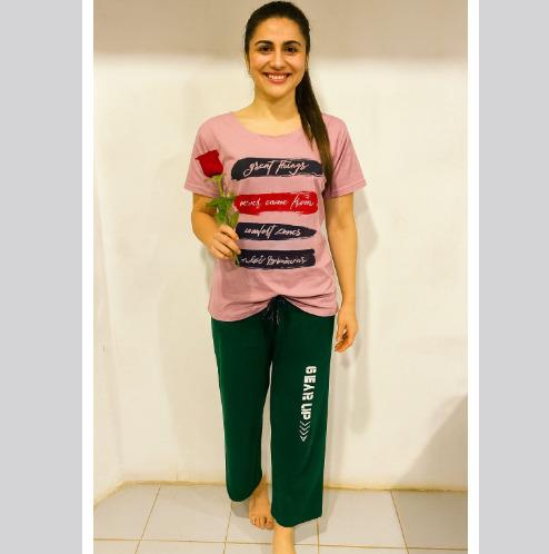 Ladies Stretchable Chest Print T Shirts