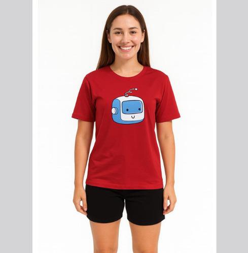 Ladies Cotton Chest Print T Shirts