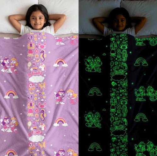 Famyo Glow Maxx Mira the Unicorn Glow in the Dark Blanket for Kids - Soft