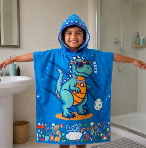 Quick Dry Microfiber, Dark Blue-Hooded poncho bath towel