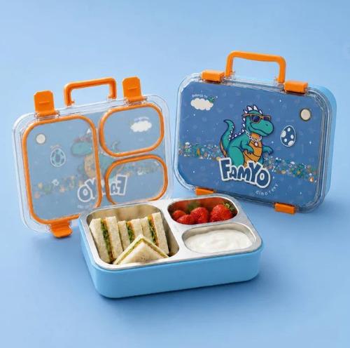Famyo Rexy the Dino Bento Lunch Box for Kids - Tiffin Box for School, Blue