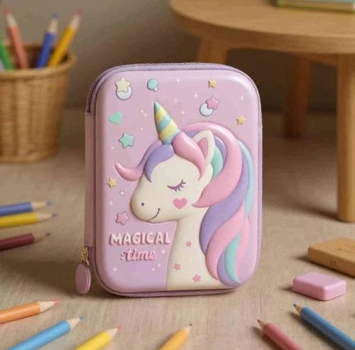 Famyo Pink Unicorn Hard Pencil Box for Girls - Hard Shell Pencil Case for School	