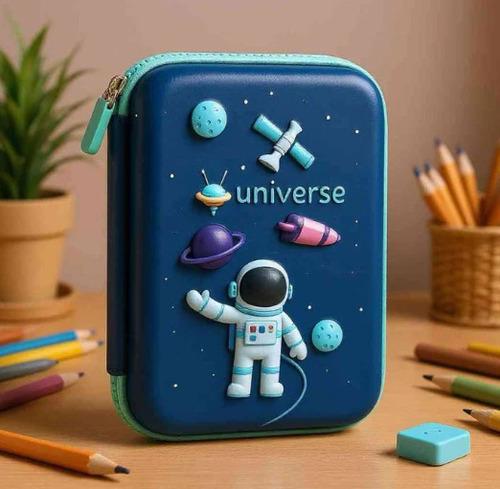 Famyo Blue Space Hard Pencil Box for Kids - Hard Shell Pencil Case for Boys & Girls