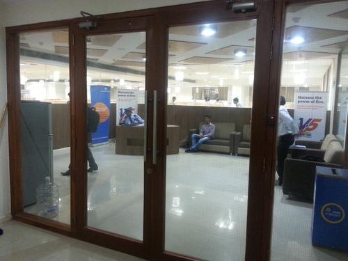 Glazing Wooden Door With Fixed Partition