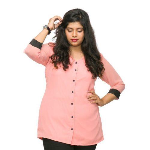 WOMEN SOLID PEACH SHIRT
