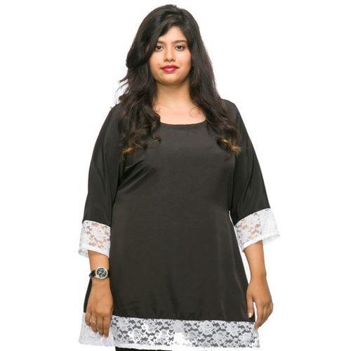 XXLLENT BLACK & WHITE LACE TUNIC