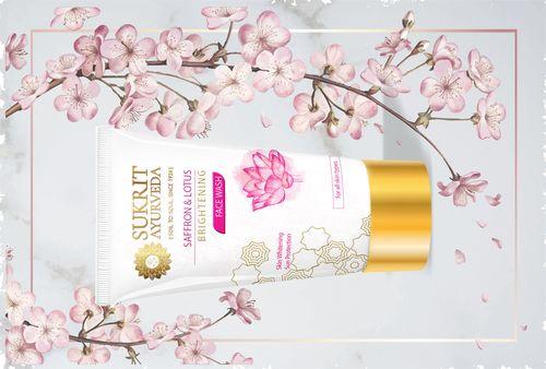 SUKRIT AYURVEDA SAFFRON AND LOTUS BRIGHTENING FACE WASH 