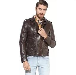 Mens Plain Brown Leather Jacket