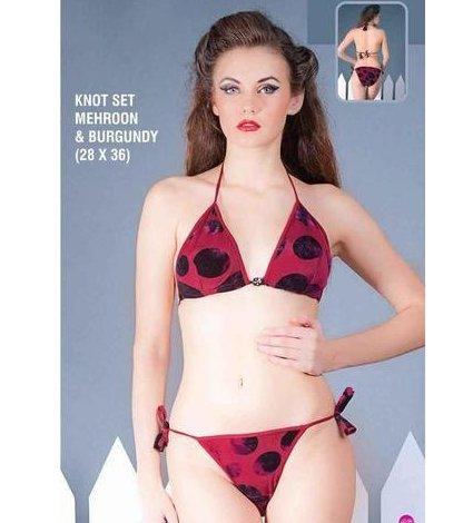 Knot Mehroon Bra Panty Set 
