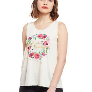 Vimal Cotton Cream Tank Tops For Women