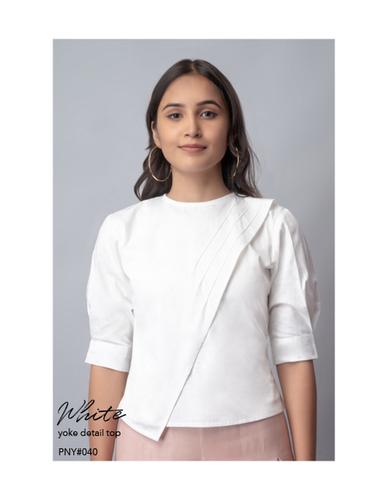 White Yoke Detail Top