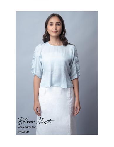 Blue Mist Yoke Detail Top