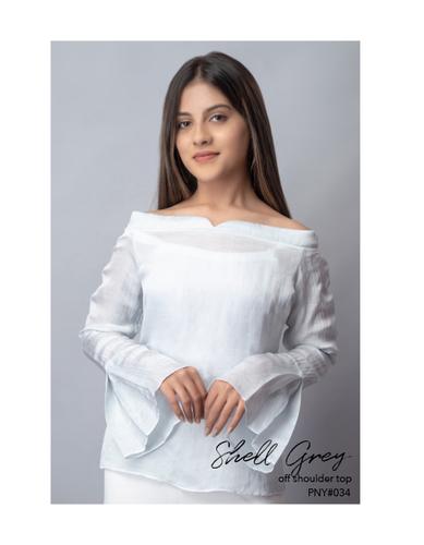  Shell Grey off shoulder top