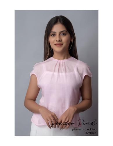 Powder Pink pleated on neck top