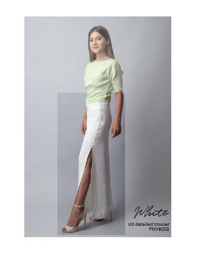 White Slit Detail Trouser