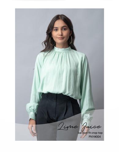 Lime juice balloon fit crop top