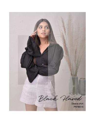 Black Flared Sleeve Top